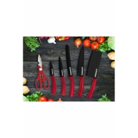 Set cutite 8 piese cu suport din acril Herzberg, rosu, HG-MSN8RD